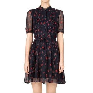 The Kooples Silk Dark Romance Floral Poppy Mini Dress
